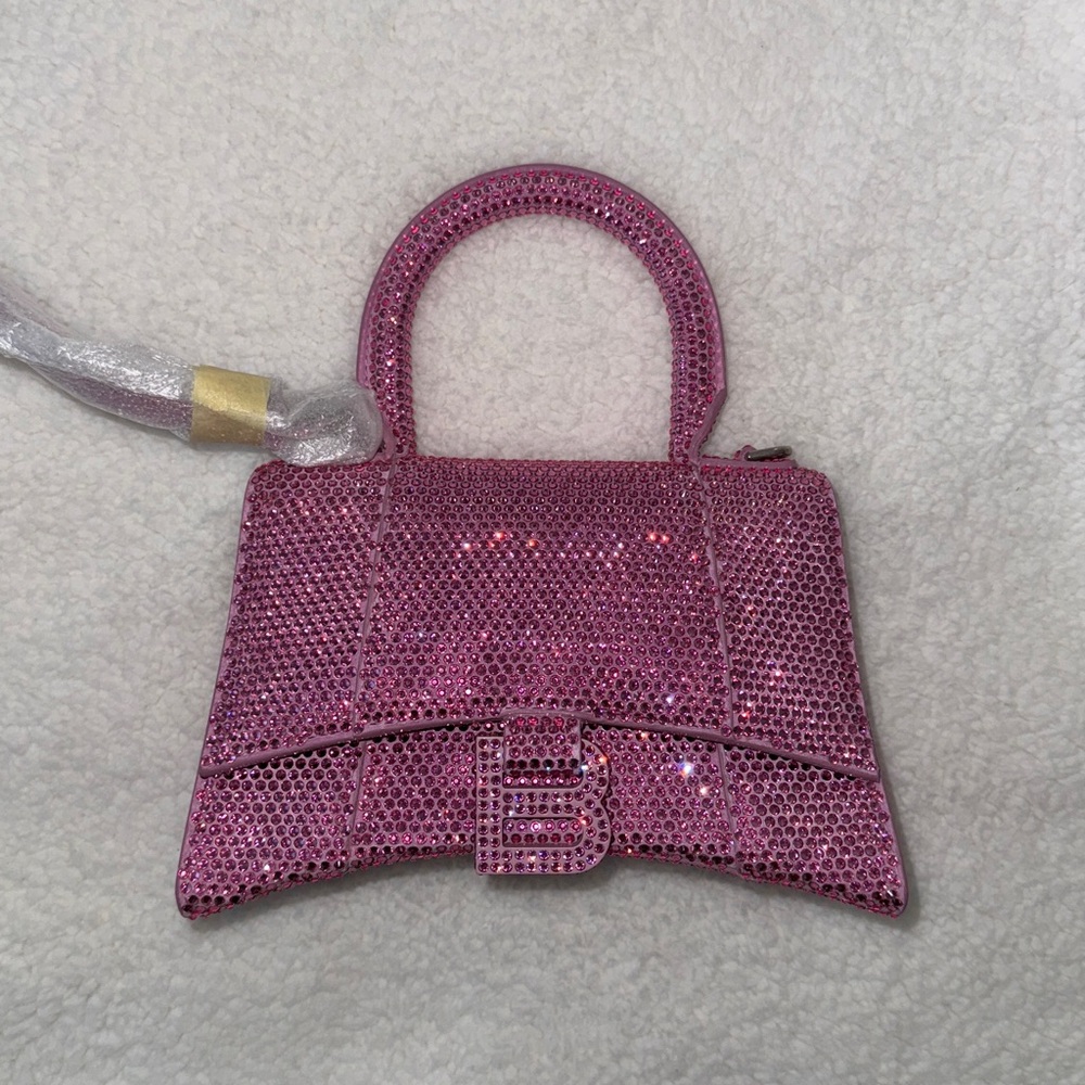 Balenciaga hourglass pink crystal bag